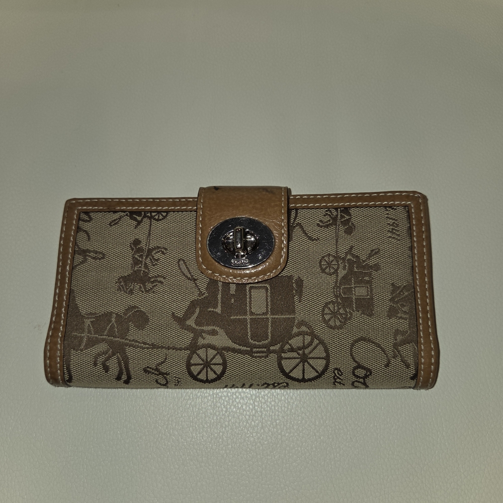 Vintage Brown Coach Wallet with Carriage Print